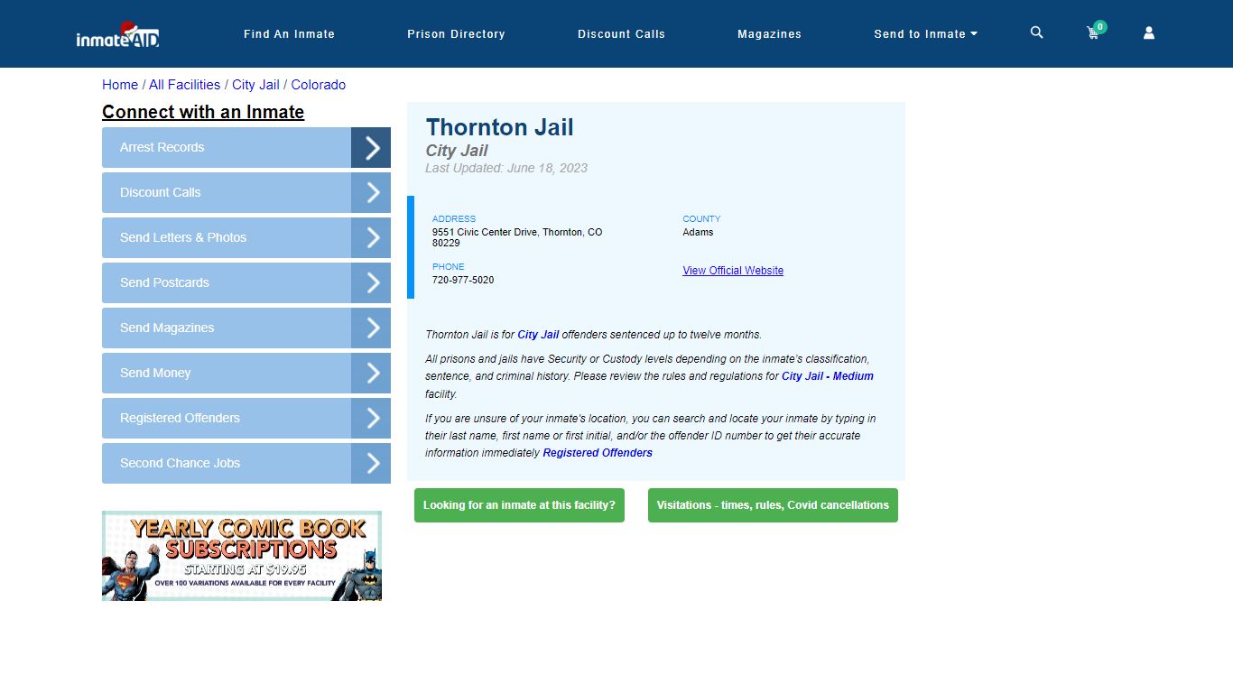 Thornton Jail | Inmate Locator