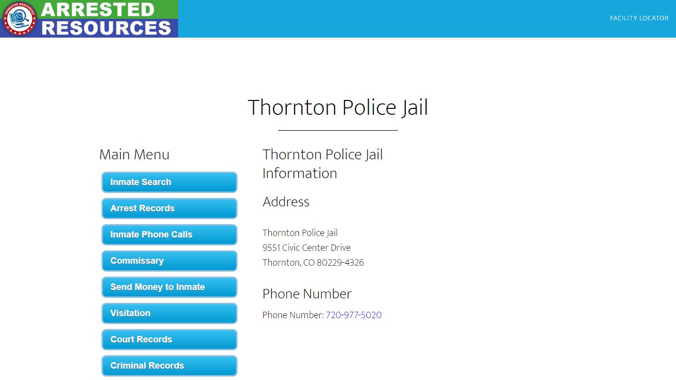 Thornton Police Jail - Inmate Search - Thornton, CO - Arrested Resources
