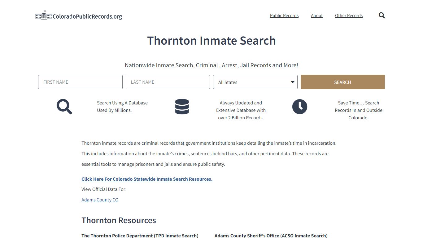 Thornton Inmate Search - Current & Past TPD CO Jail Records