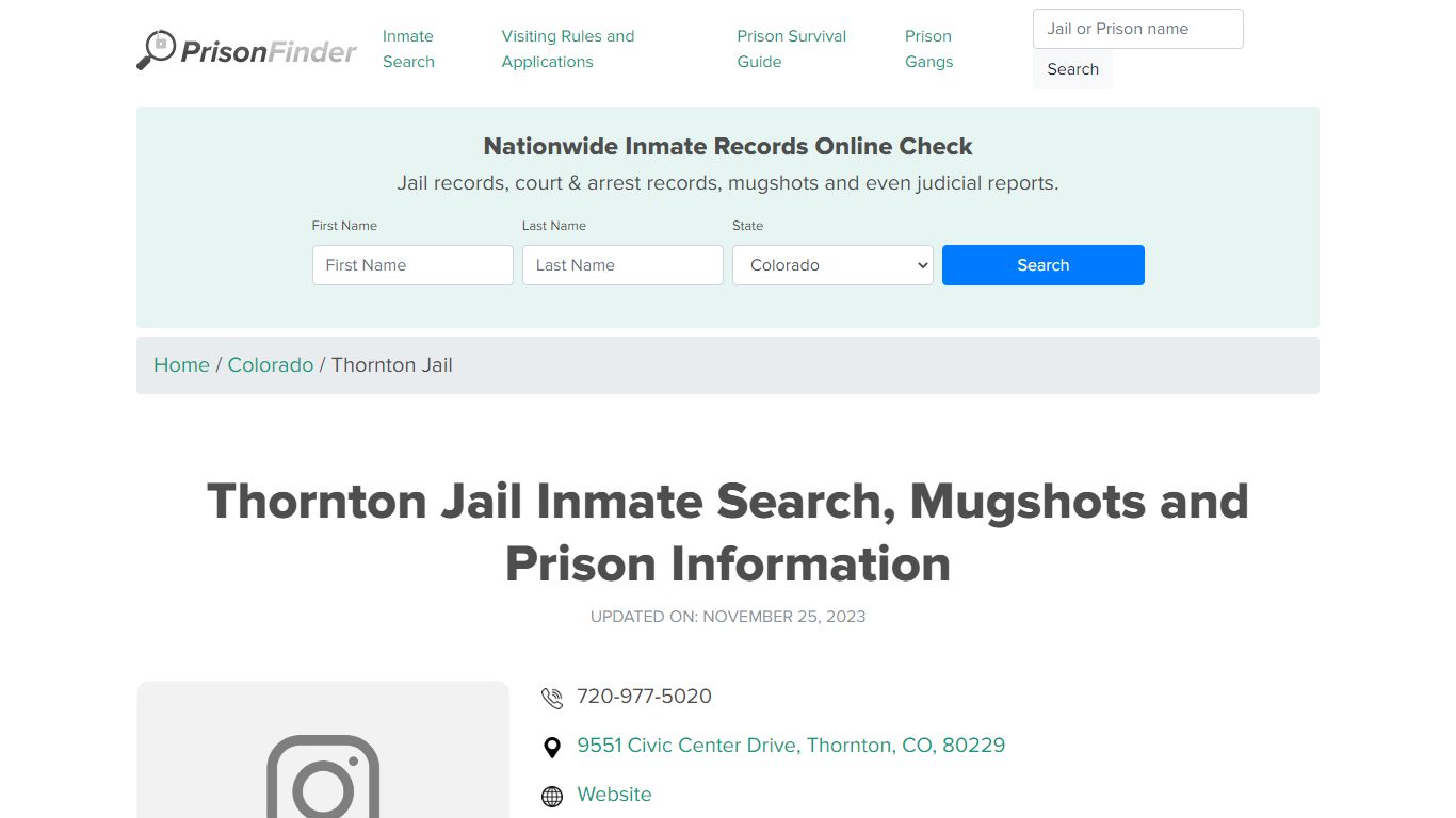 Thornton Jail Inmate Search, Mugshots and Prison Information